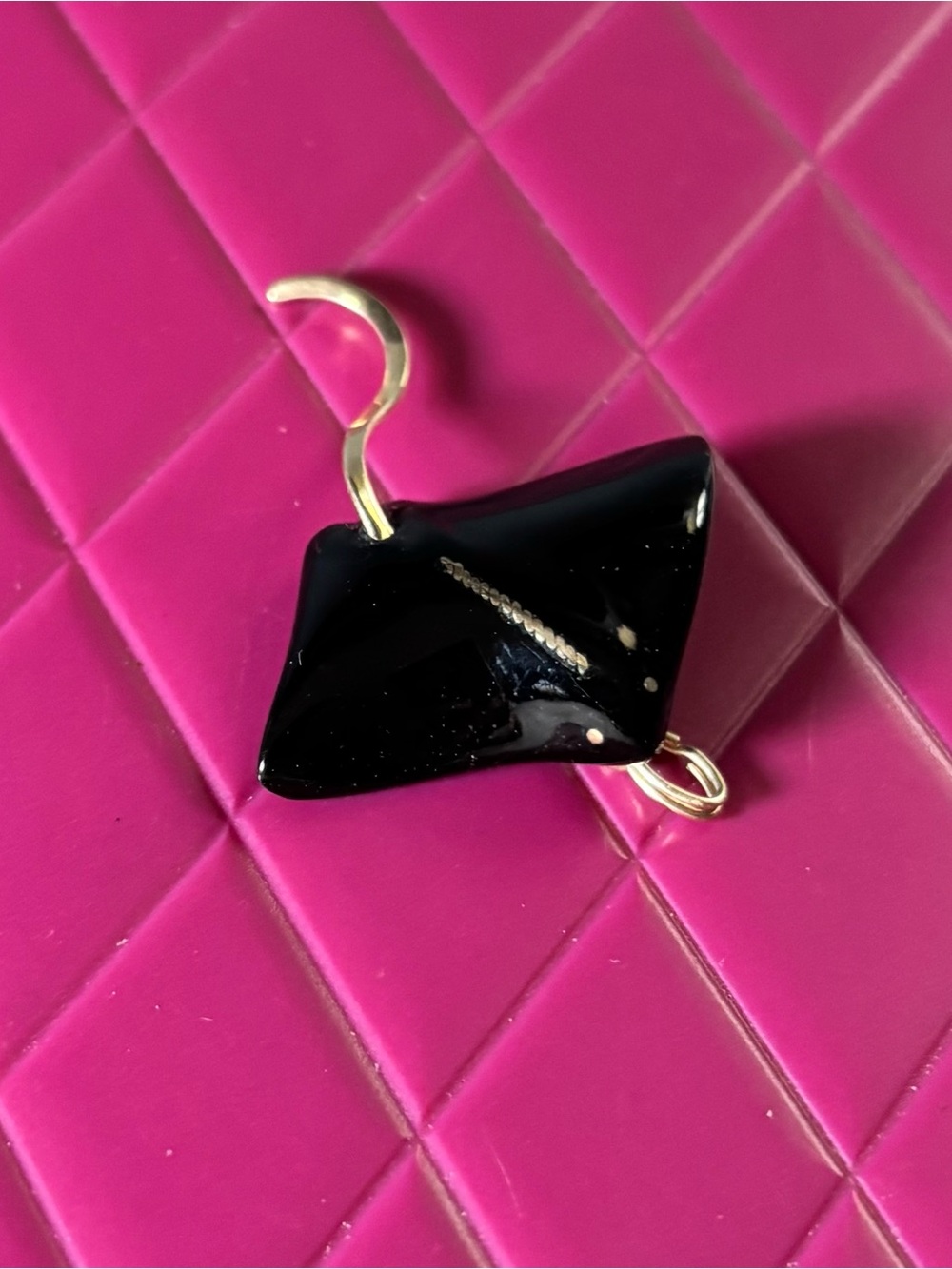 Black Coral Stingray Charm with 10K Gold Accents from Grand Cayman Artist